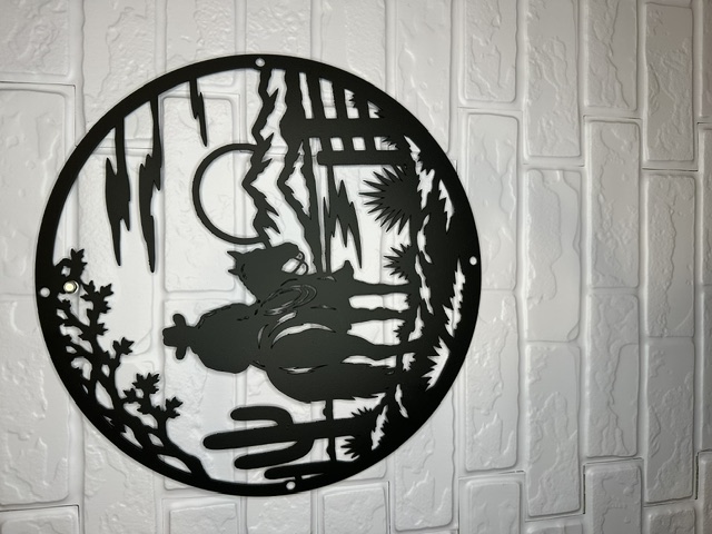 Western cowboy metal wall art, laser cut by White Bear Fabrication
